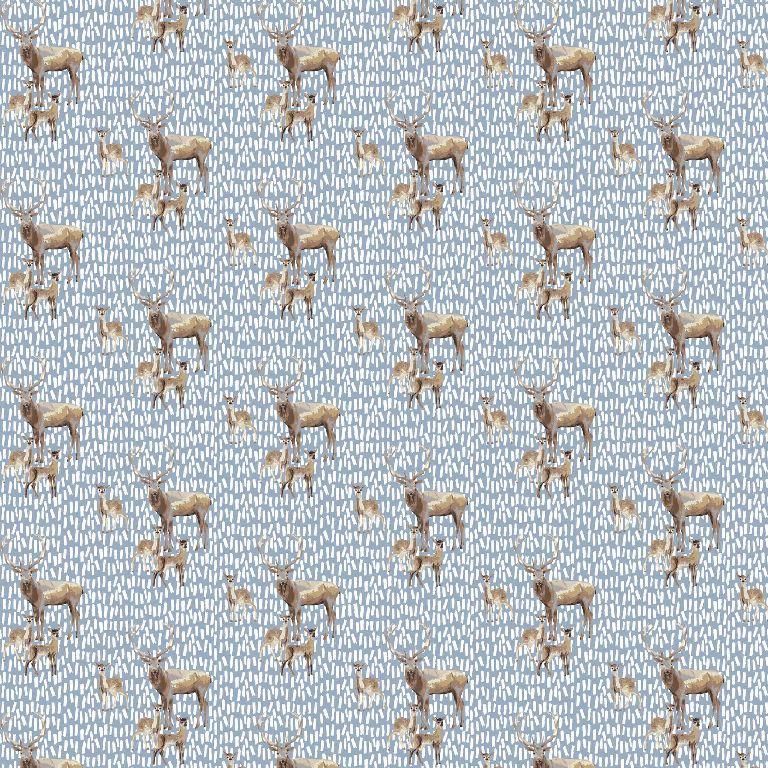 Canvas deer family blue