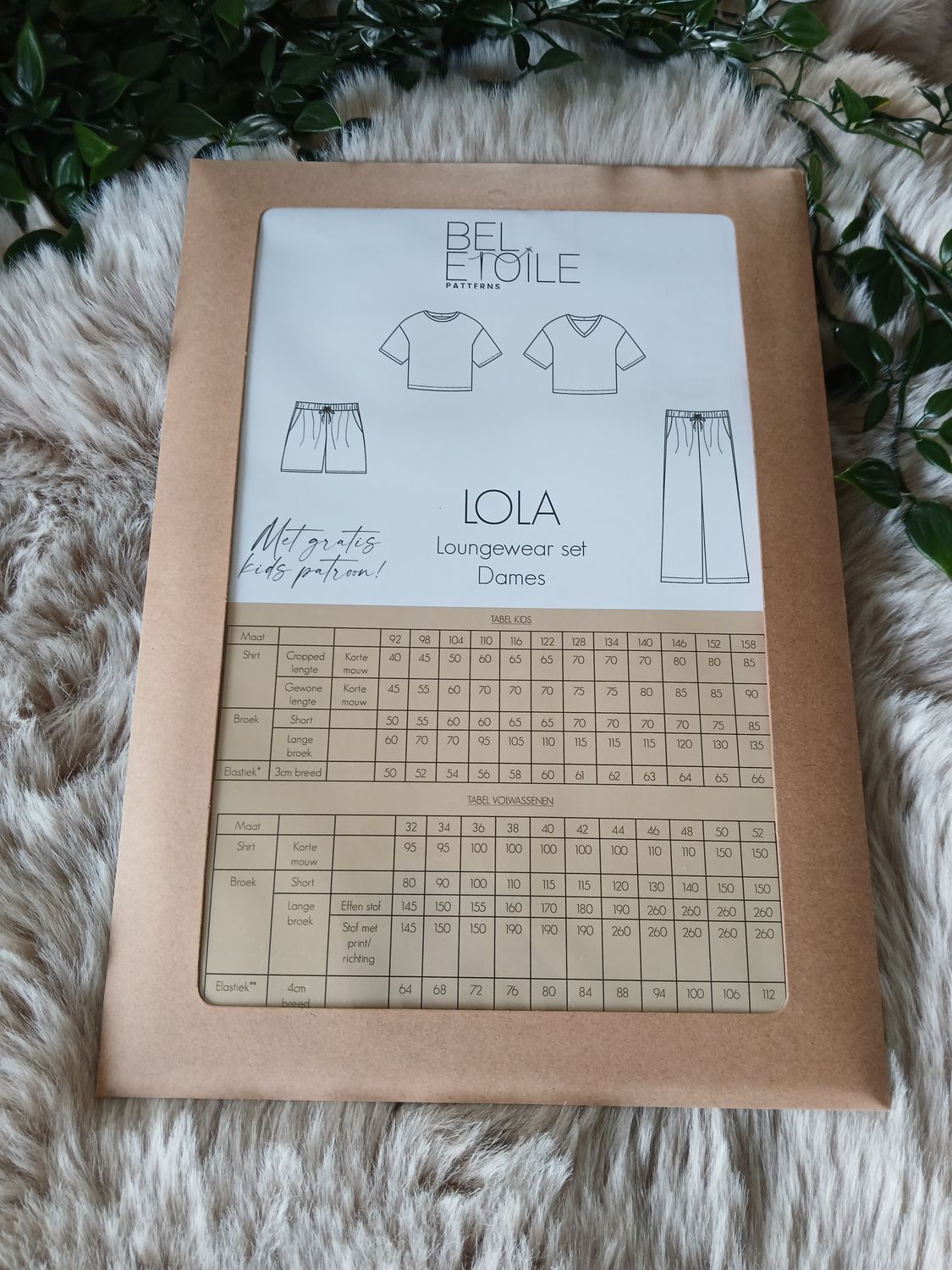 Papieren naaipatroon van Bel Etoile : Lola loungewear set dames + gratis patroon kinderen