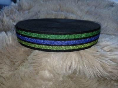 ​Taille sierelastiek Multi color groen met glitter