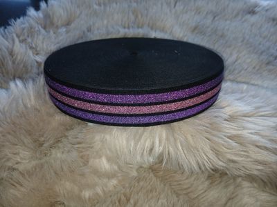 ​Taille sierelastiek Multi color paars met glitter