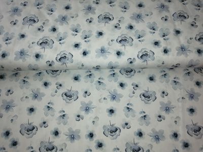 Poplin digital flowers blue.