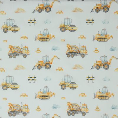 Poplin katoen digital werkvoertuigen, geel.