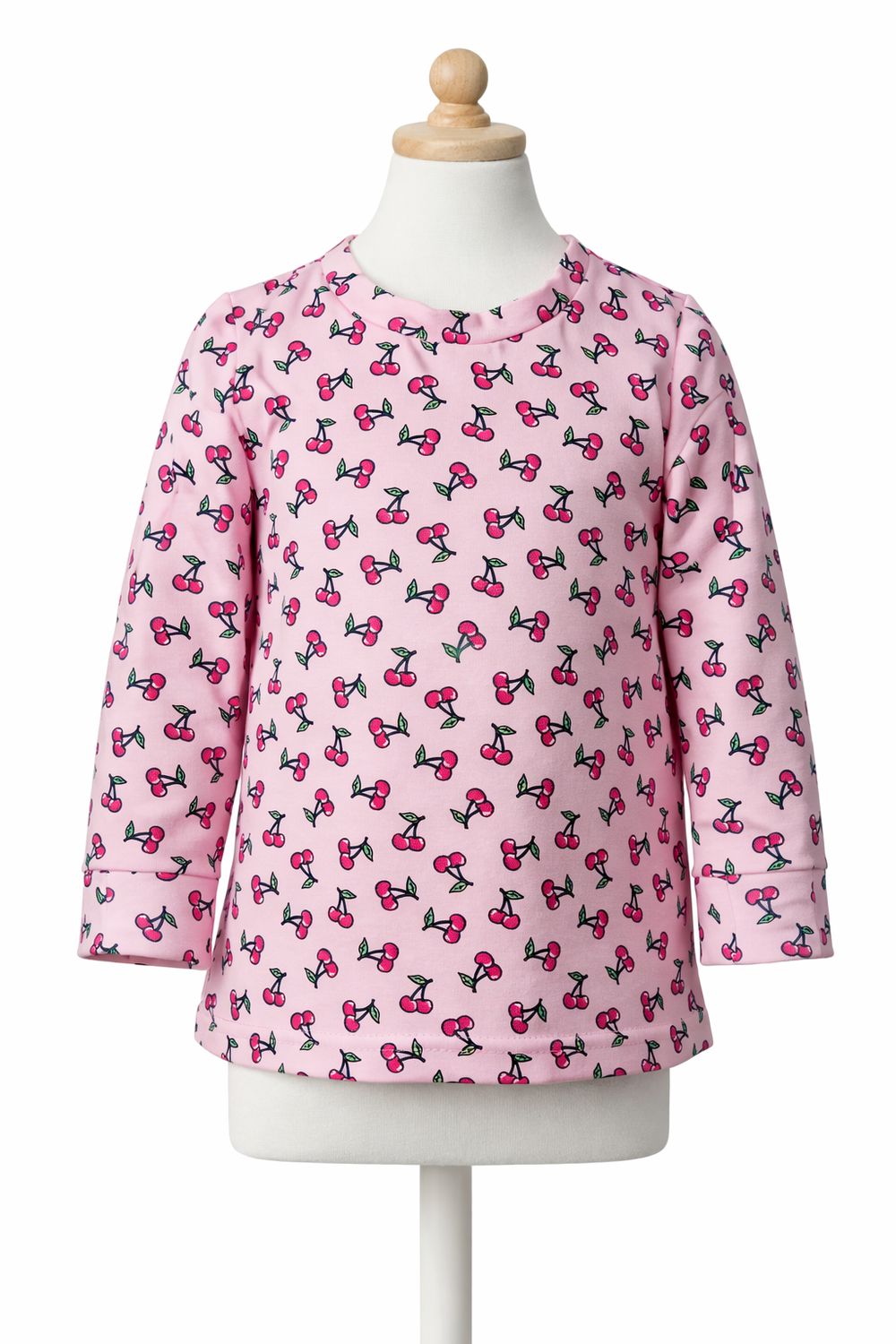 Longsleeve getailleerd met kersenprint.