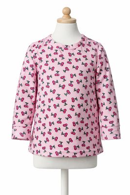 Longsleeve getailleerd met kersenprint.