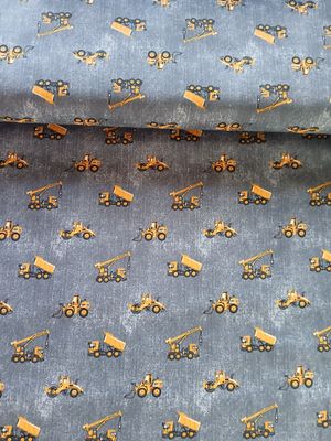 ​Poplin katoen bouwvoertuigen antraciet