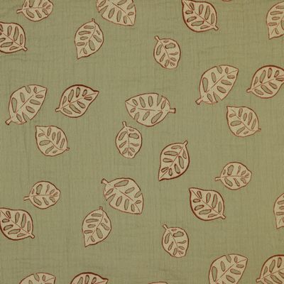 ​Double gauze Monstera leaves, kleur beige