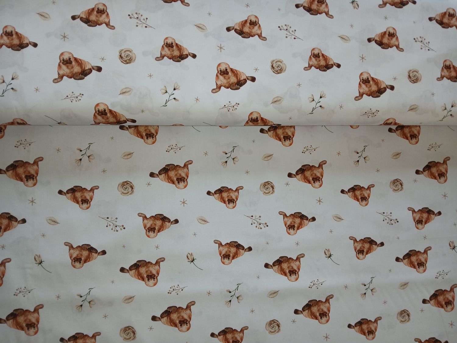 Poplin katoen digital schattige walrus