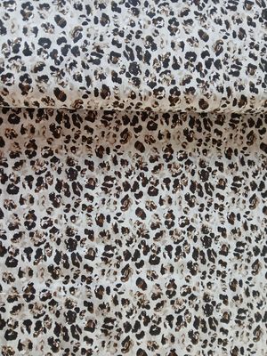 ​Poplin katoen panterprint, choco