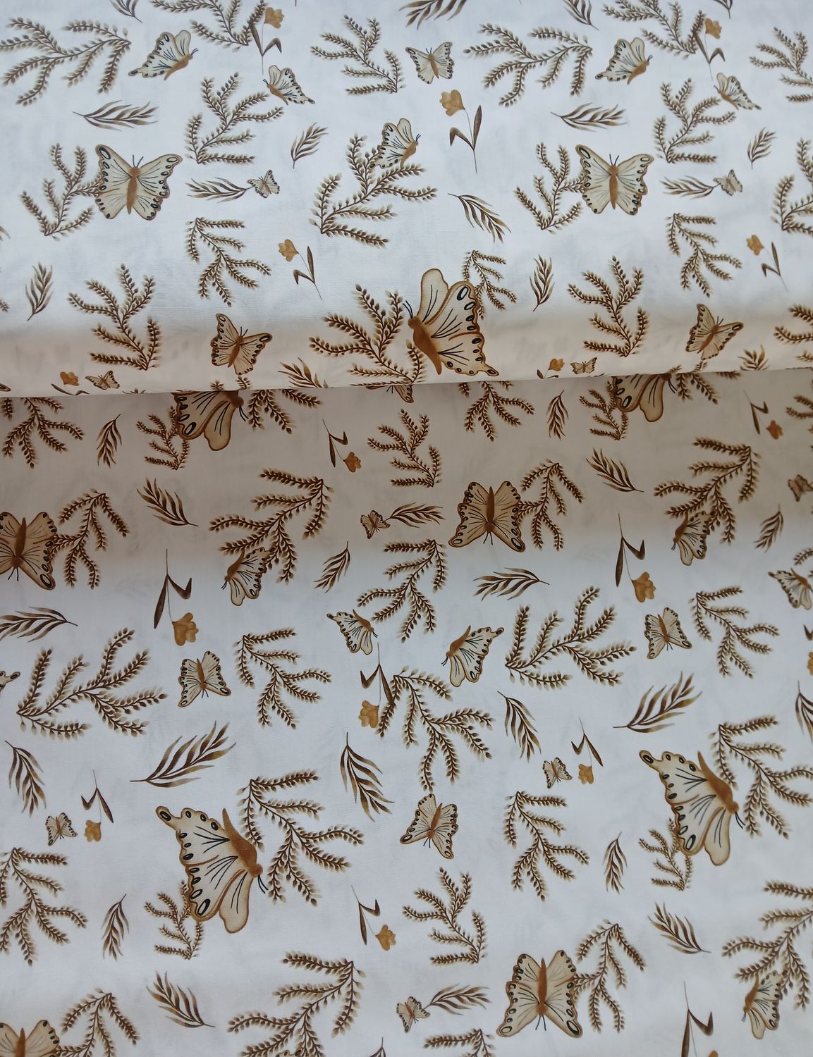 ​Poplin katoen digital vlinders/bladeren