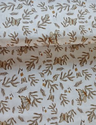 ​Poplin katoen digital vlinders/bladeren
