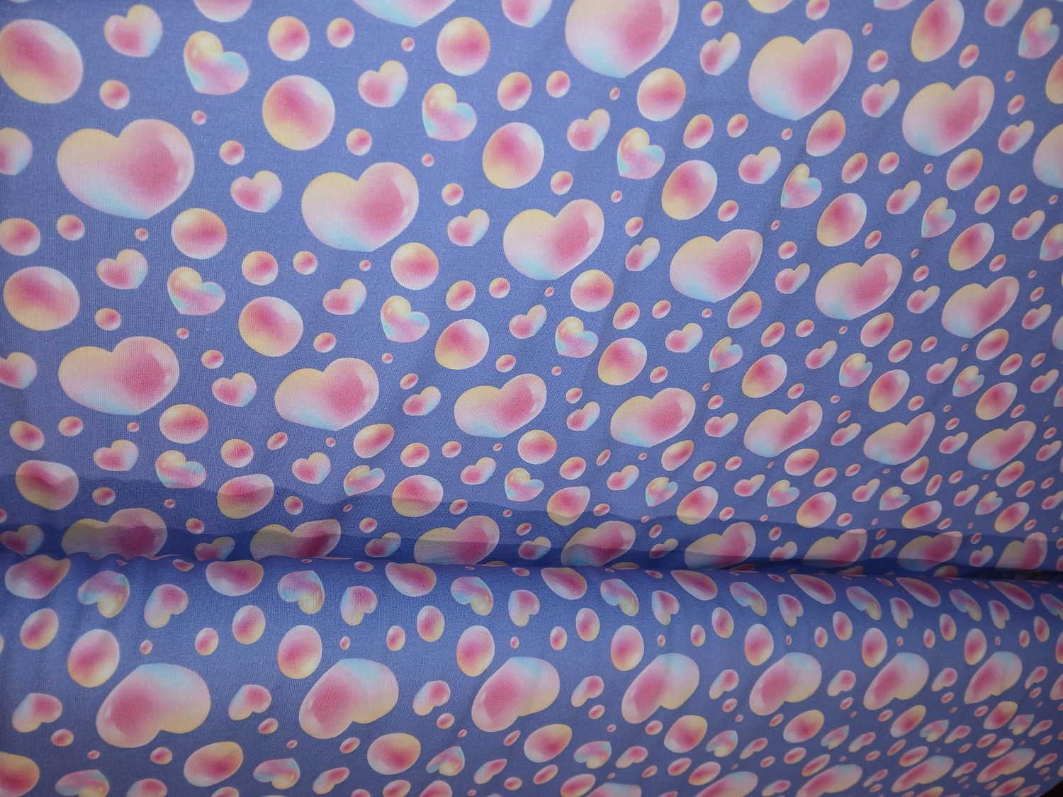 French Terry digital heart bubbles