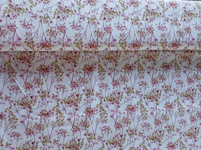 ​Poplin katoen digital springflowers, kleur rose/white