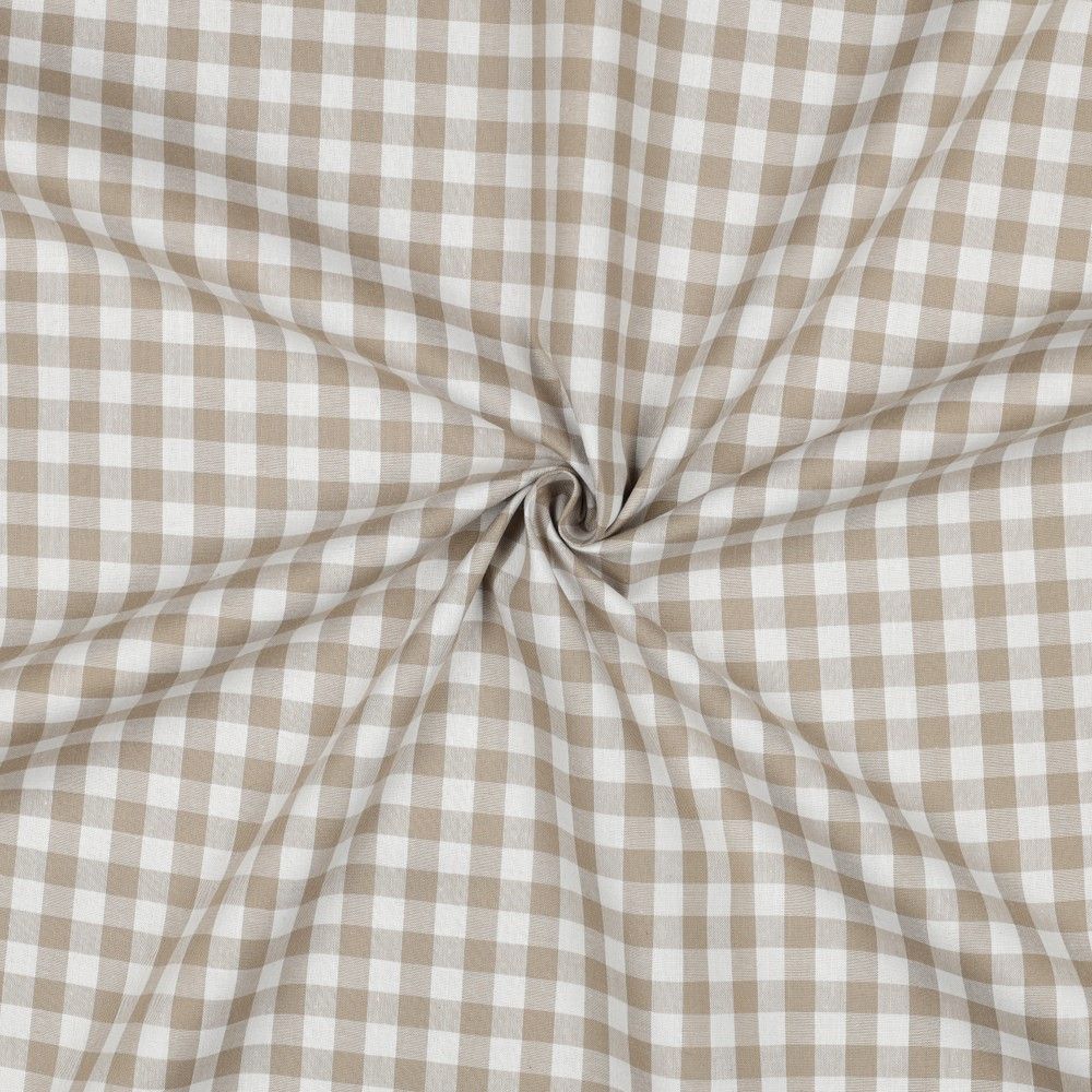 ​Poplin katoen met grote ruitjes, zandkleur