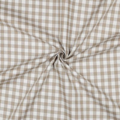 ​Poplin katoen met grote ruitjes, zandkleur