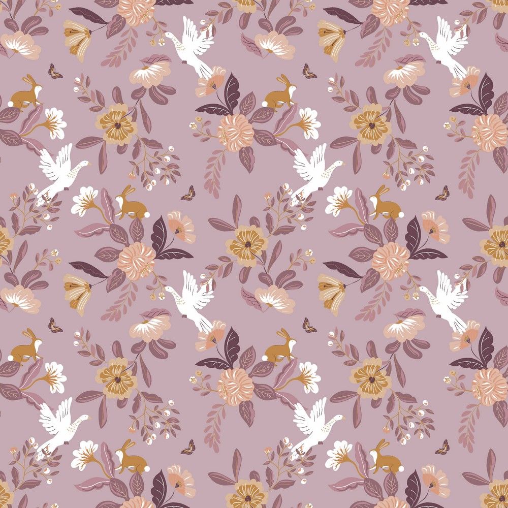 ​Poplin katoen flowers lilac
