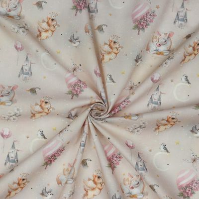 Poplin katoen digital fantasy light salmon