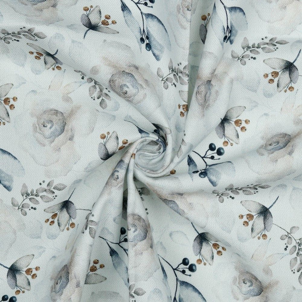 Canvas digital flowers off white