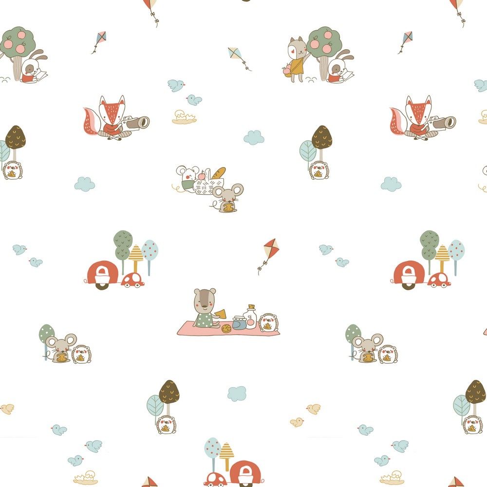 ​Poplin katoen picnic time white