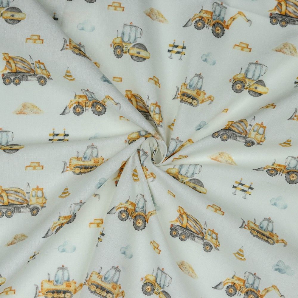 ​Poplin katoen digital verhicles yellow