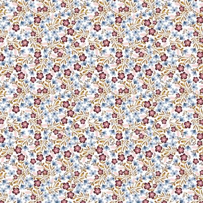 Jersey kleine bloemen, wit
