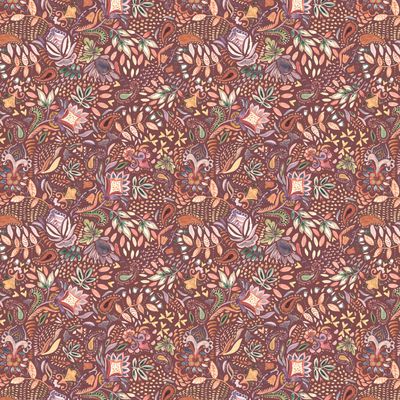 French Terry digital paisley rouge