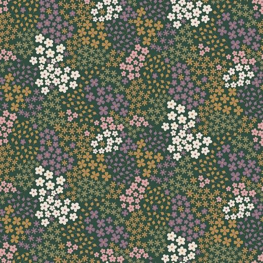 French Terry small flowers darkgreen