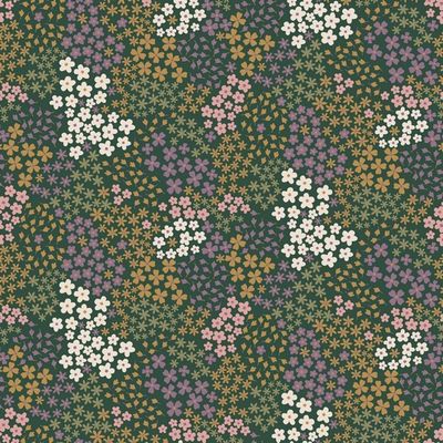 French Terry small flowers darkgreen