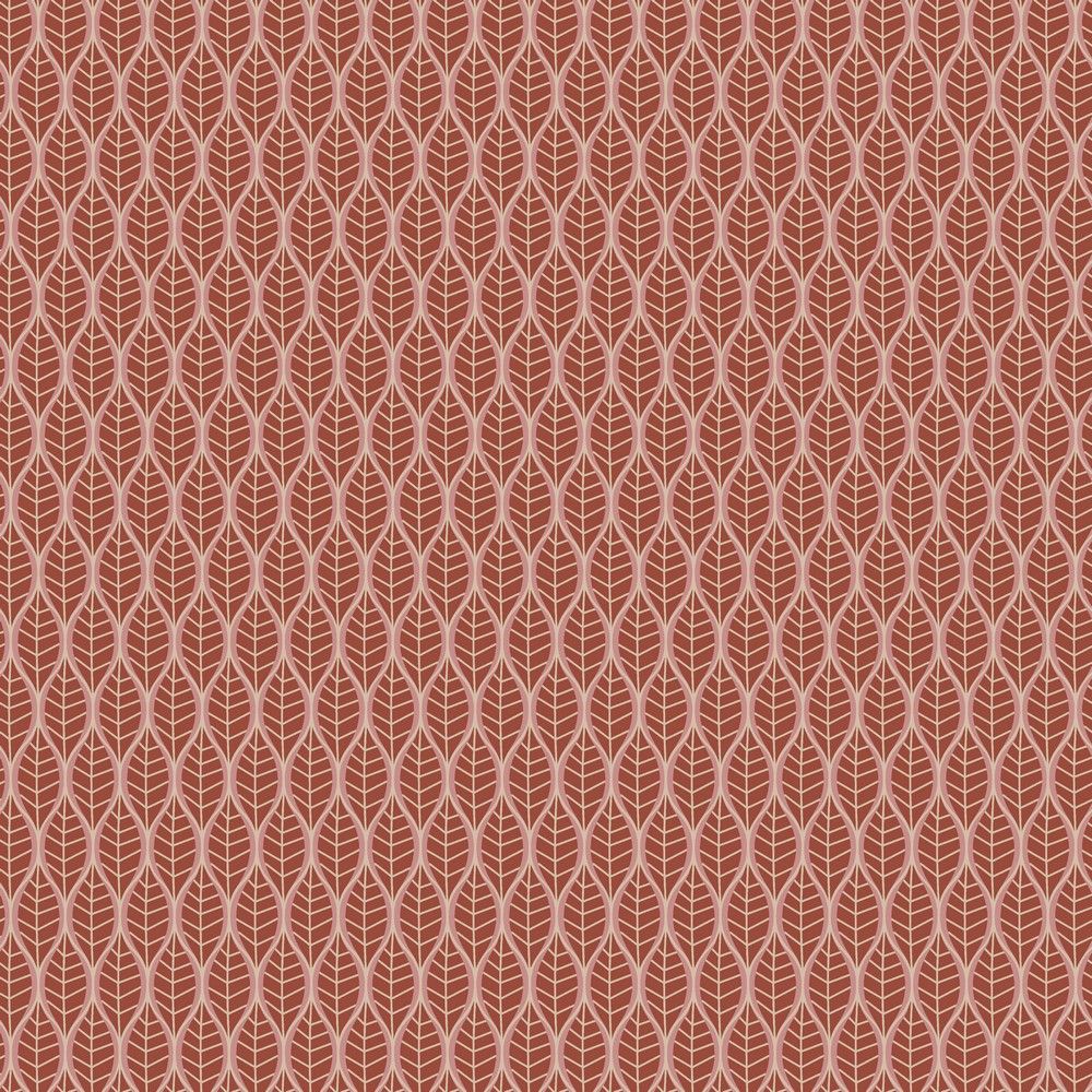 Poplin katoen leaves met stretch brique