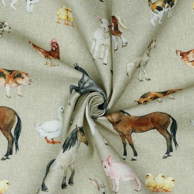 ​Canvas digital farm animals, linnenlook