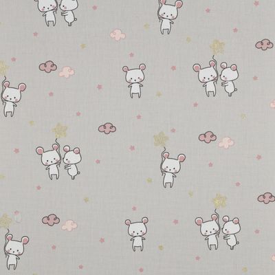 Poplin katoen glitter muis, lichtgrijs Poplin katoen glitter muis, lichtgrijs