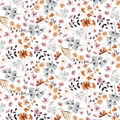 Jersey digital flowers, kleur white.