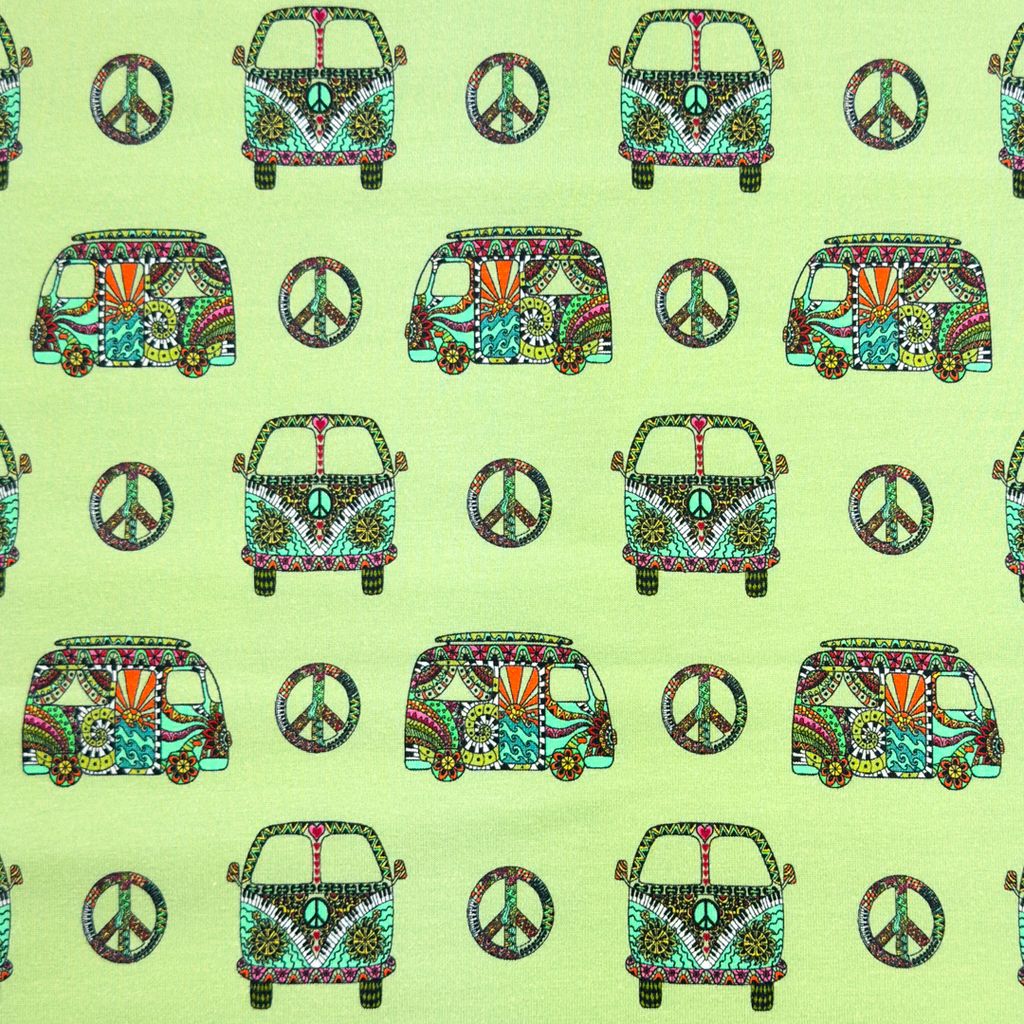 ​Jersey Volkswagen busjes peace and love, kleur oudgroen.