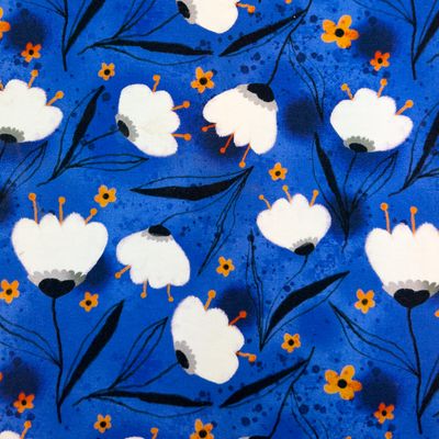 Jersey digital Tulpen, kleur blauw. Jersey digital Tulpen, kleur blauw.