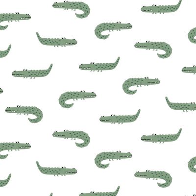 Poplin katoen krokodil, wit. Poplin katoen krokodil, wit.