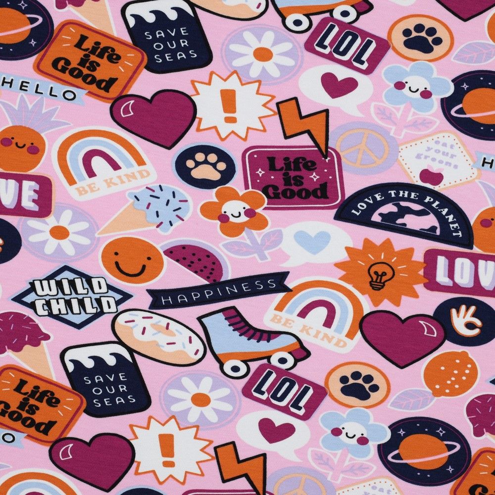 ​Jersey patches and stripes, kleur light pink.