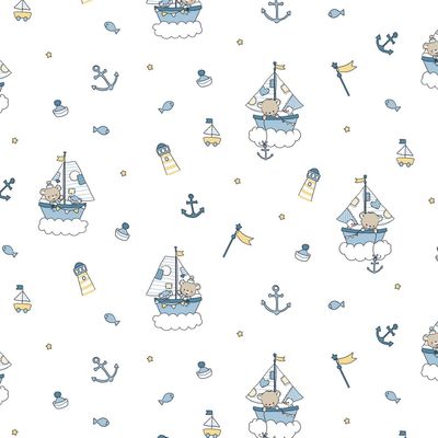 Poplin katoen baby maritime wit. Poplin katoen baby maritime wit.