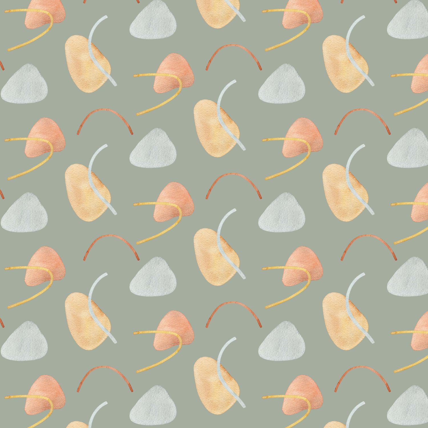 ​Jersey digital shapes and lines, kleur sage.