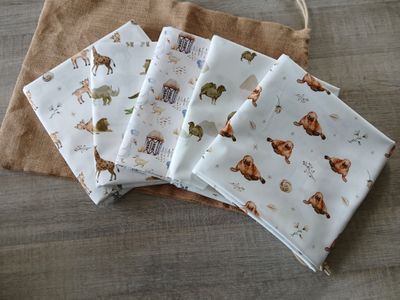 PROMO : Stoffenpakket Poplin katoen dieren. (10 meter)