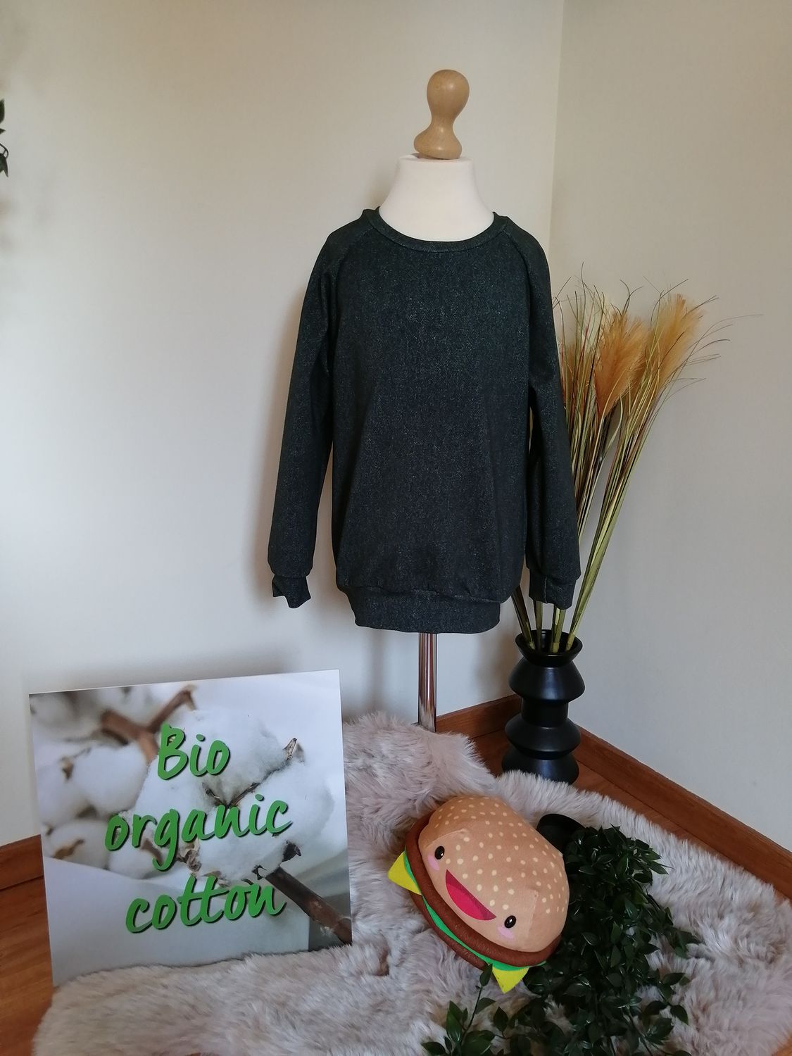 Sweater jeanslook, groen