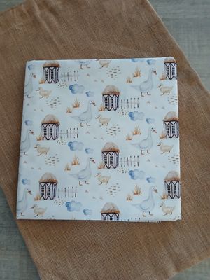 Poplin katoen digital boerderijdieren eendjes.