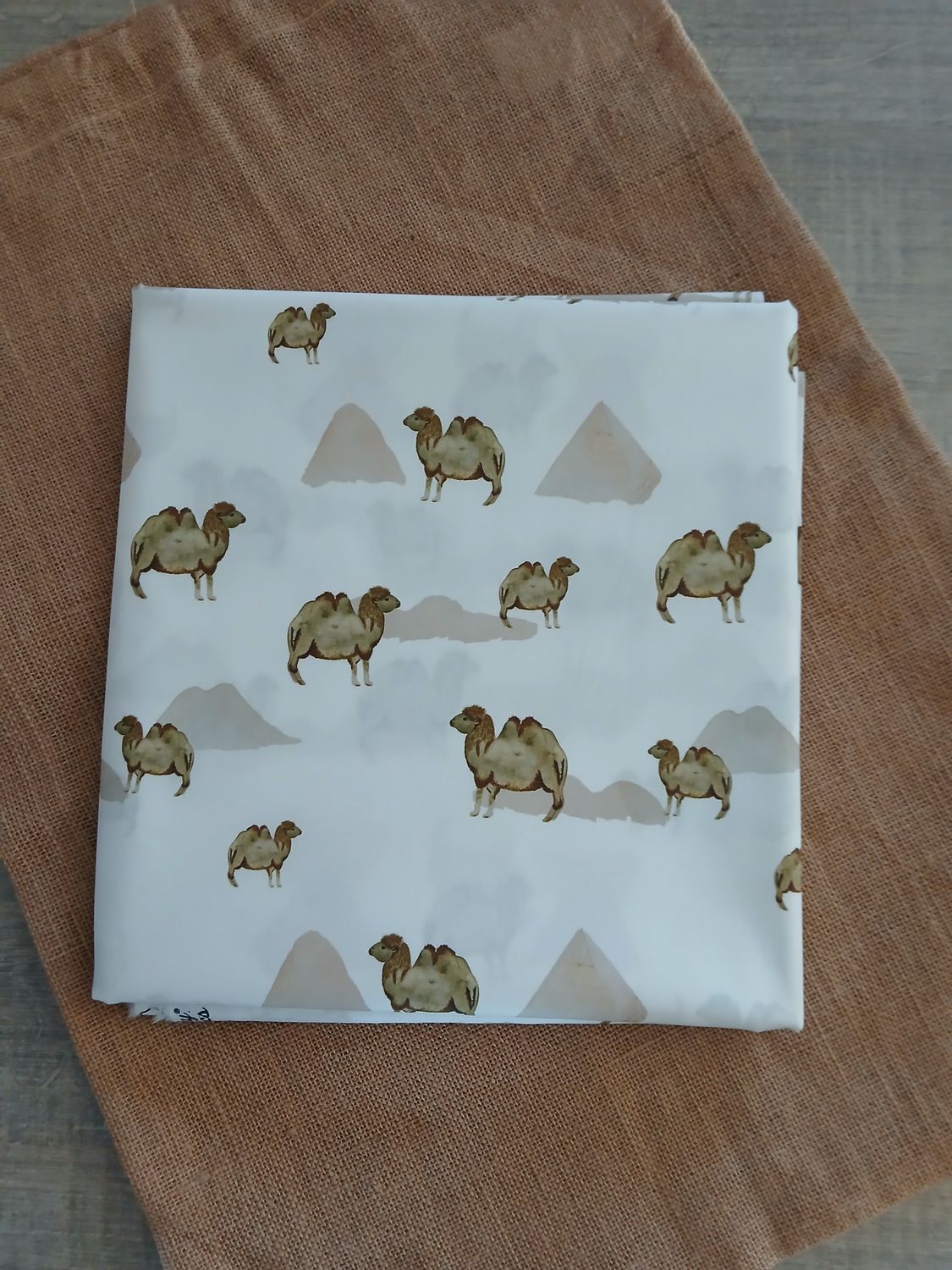 Poplin katoen digital kamelen