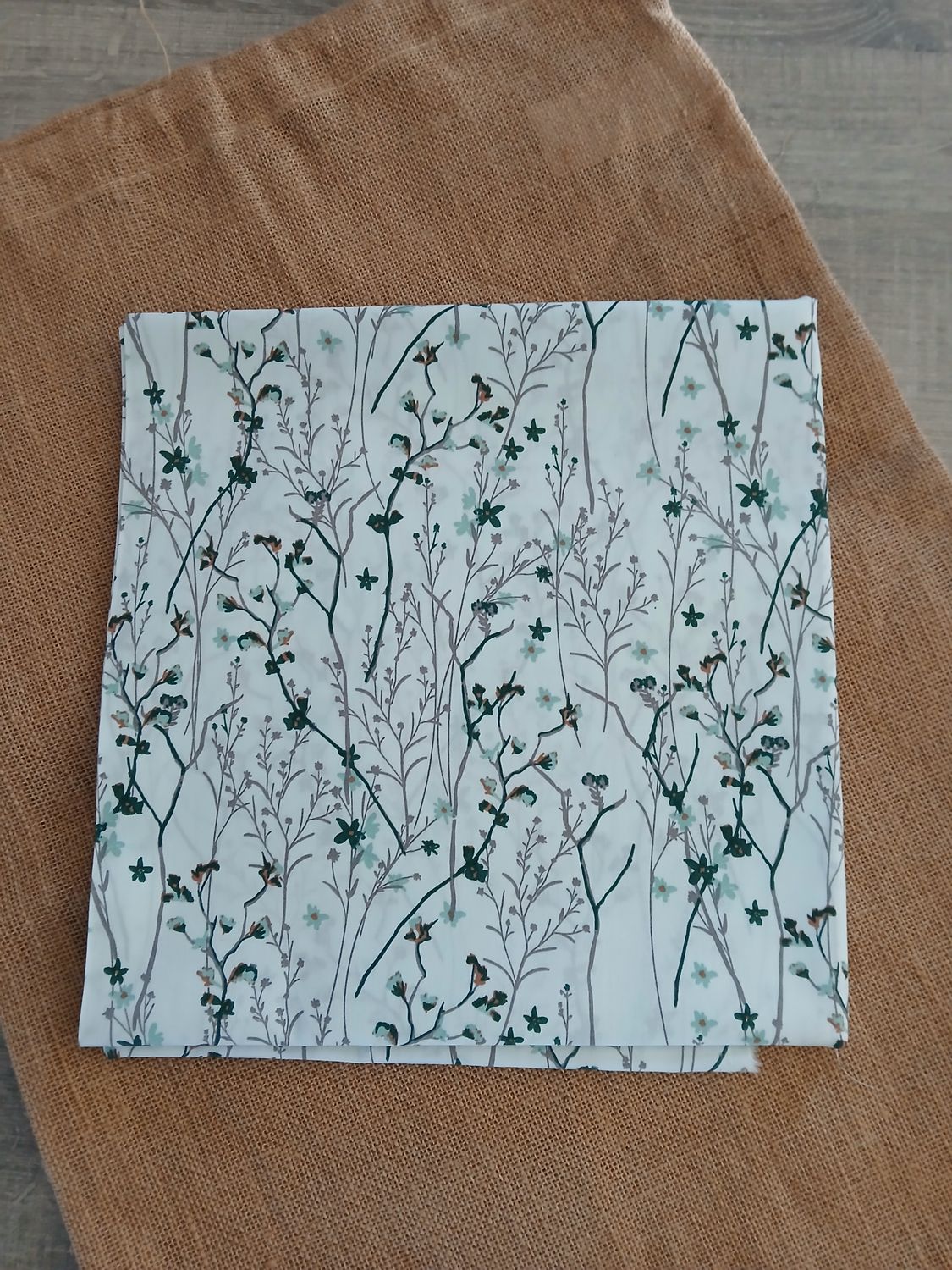 Poplin katoen digital mille flowers, groen