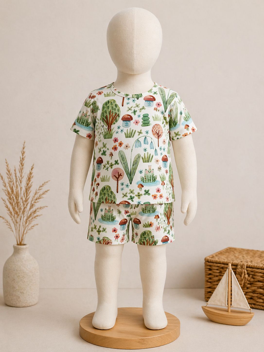 Naaipakket met kikkerprint, maat 80/116.