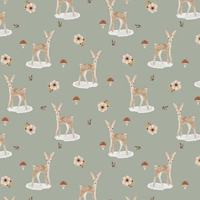 Jersey digitale schattige hertjes, sage