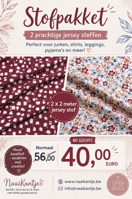 Stofpakket Jersey : 2 x 2 meter.