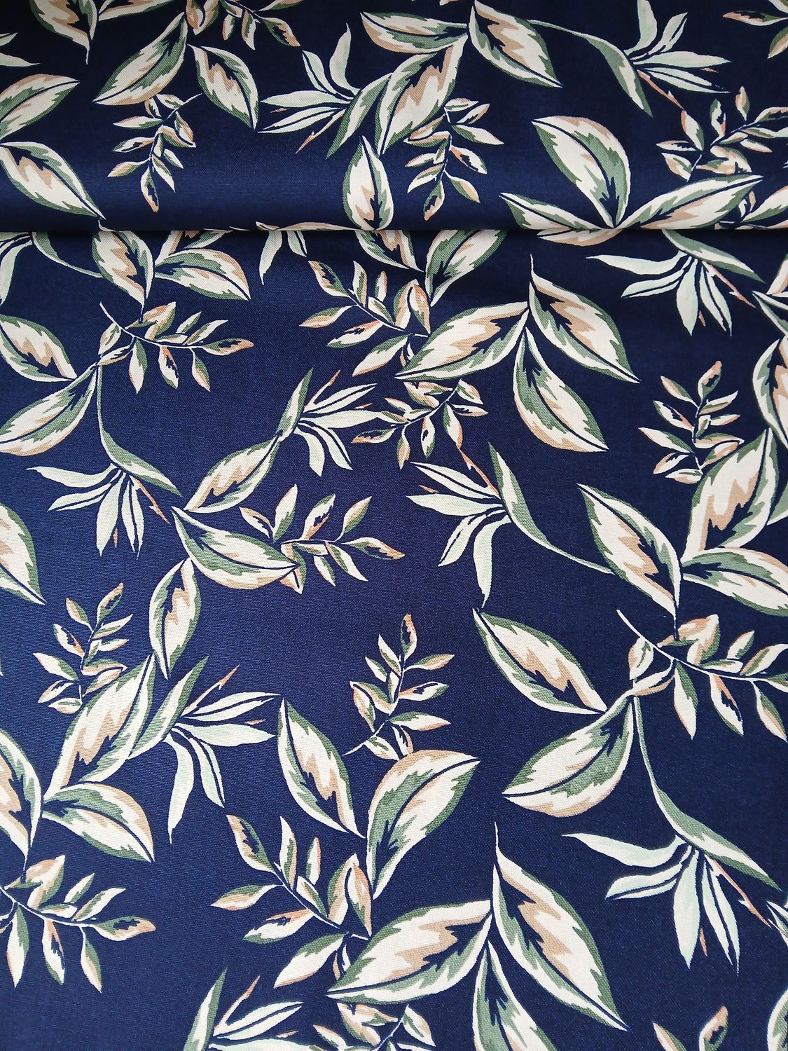 Canvas bladeren marineblauw