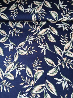 Canvas bladeren marineblauw