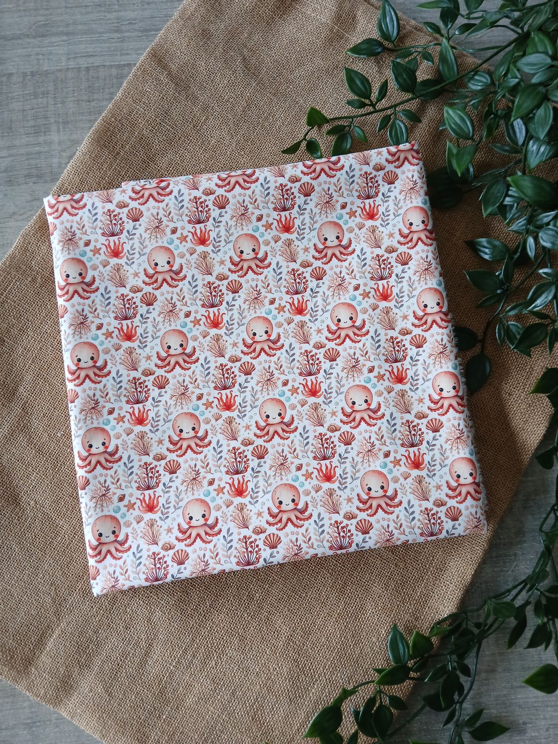 ​Poplin katoen digitaal Octopus