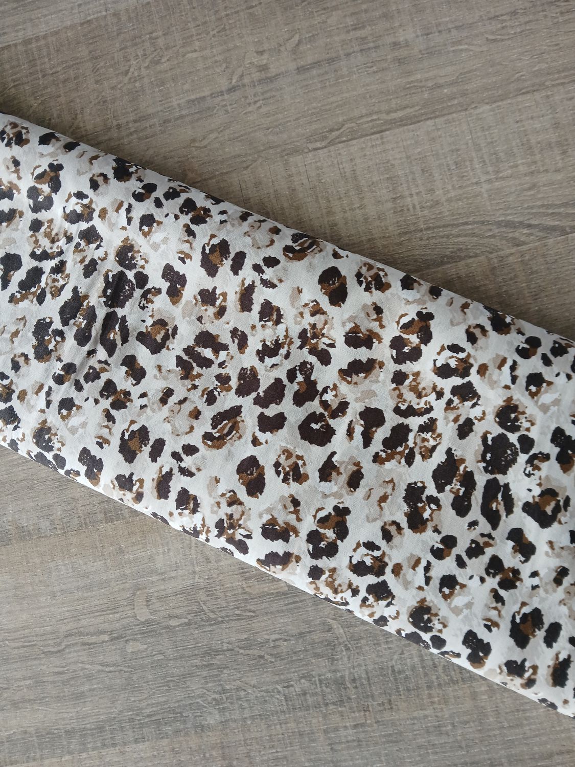 Poplin katoen panter print, choco