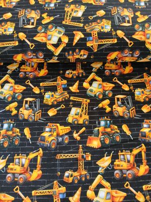 French Terry digitaal werkvoertuigen, zwart/geel